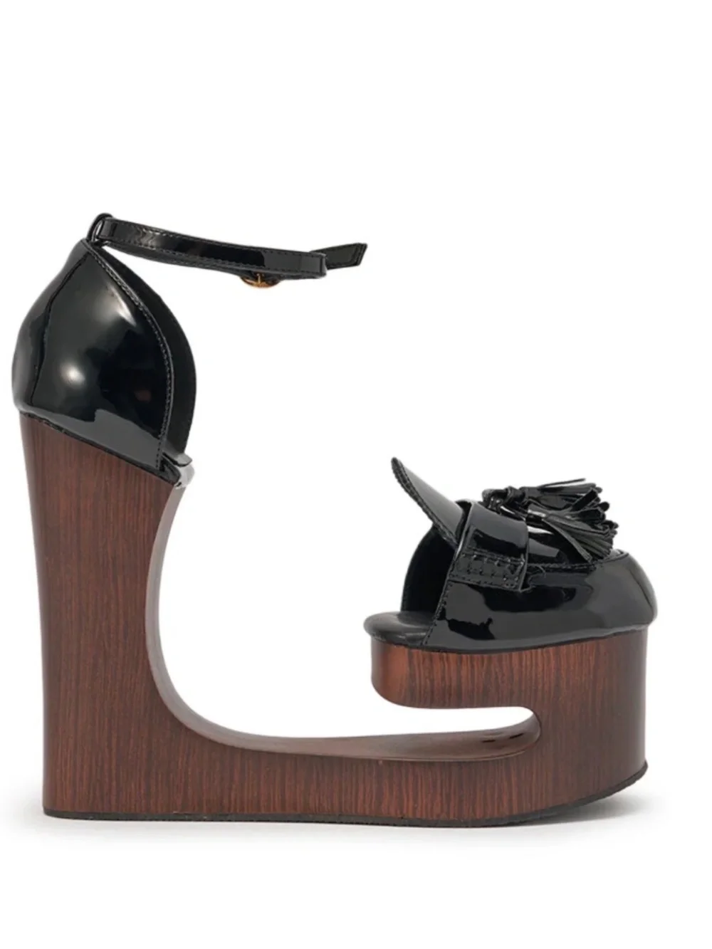 AKIRA AKIRA GOLD BIXBY BLACK EMPTY WEDGE PUMP Size 8.58.5